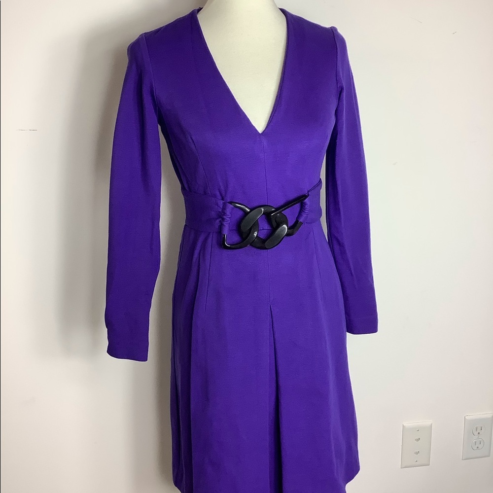 Milly Purple Fit and Flare long Sleeves Dress